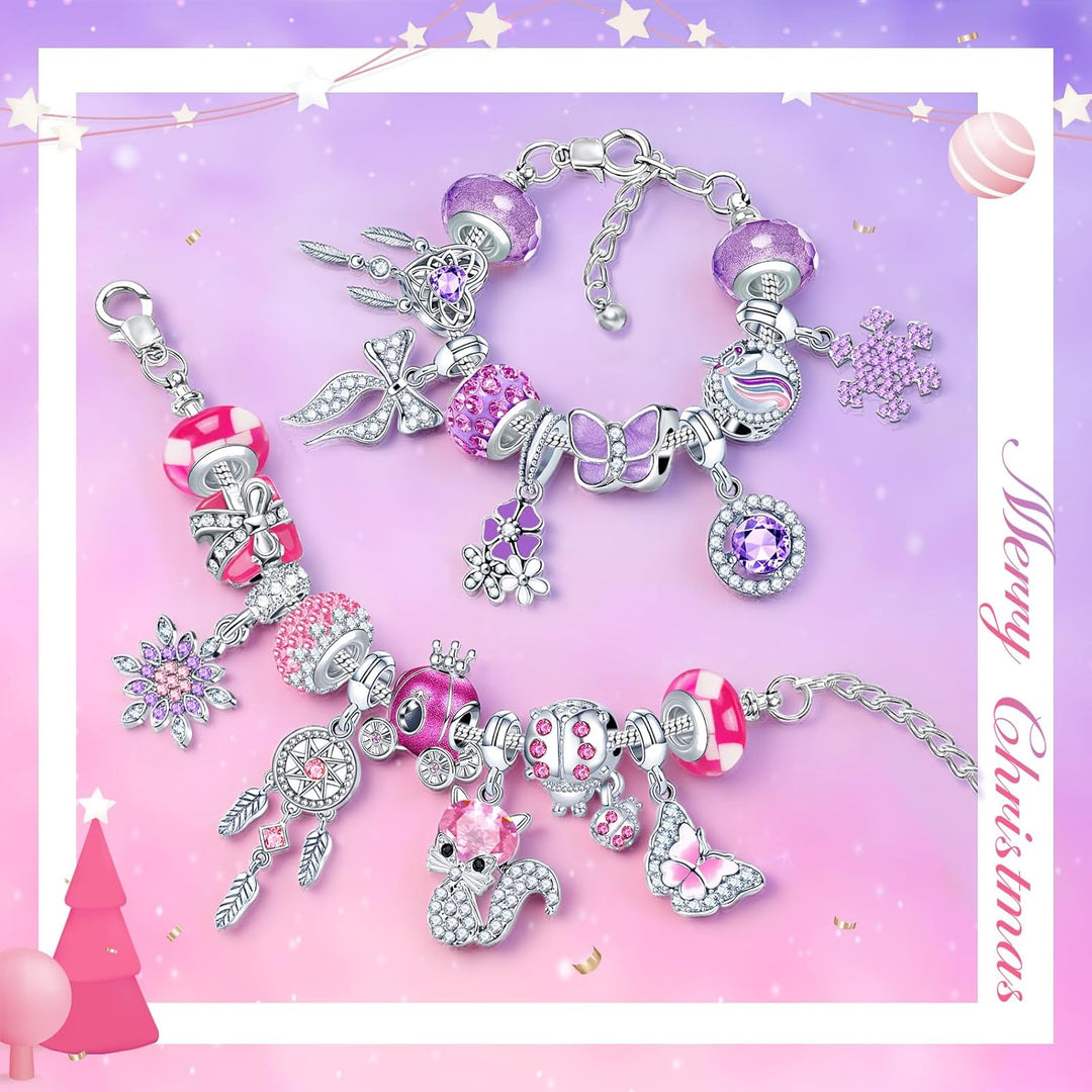Adventskalender 2025 Kinder Mädchen, Weihnachtskalender Armband Halsketten Charm Mädchen Schmuck, 24