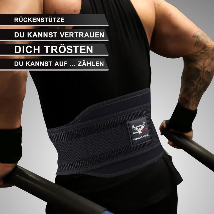 BEAST RAGE Gewichthebergürtel, Leder, strapazierfähig, Fitnessstudio, Bodybuilding, Workout, Trainin
