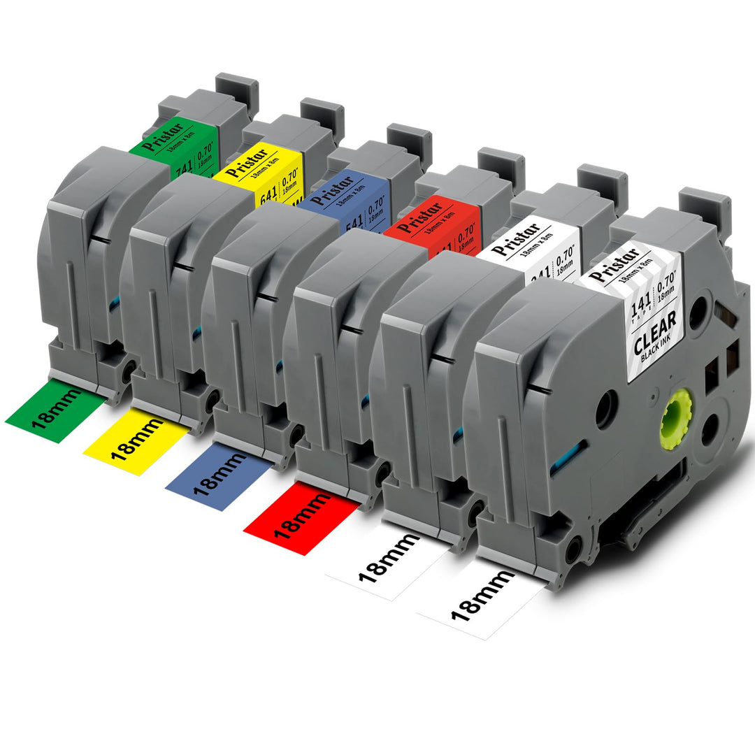 Pristar 6er-Pack Kompatible Tze 18mm für Brother TZe-141 TZe-241 TZe-441 TZe-541 TZe-641 TZe-741 TZe