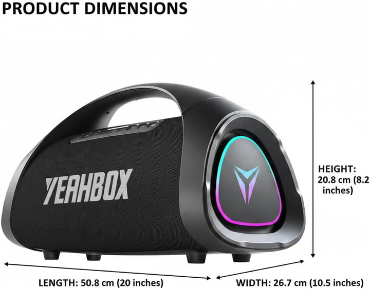 YEAHBOX Sonic Boom Max 300W Bluetooth Lautsprecher mit Massivem Bass, IPX67 Wasserdichter Tragbarer