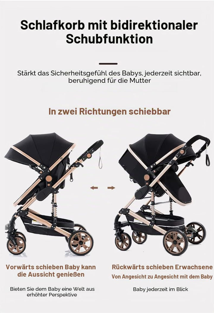 YAZOCO kinderwagen 3 in 1 Buggy Babybett Komplett Set Einem Klick Zusammenklappbarer Kinderwagen, Ko