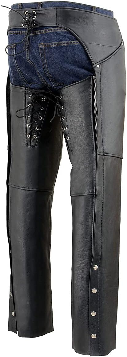 Milwaukee Leather ML1173 Damen-Hüftchaps aus Leder, klassisch, Schwarz, Grösse M, M