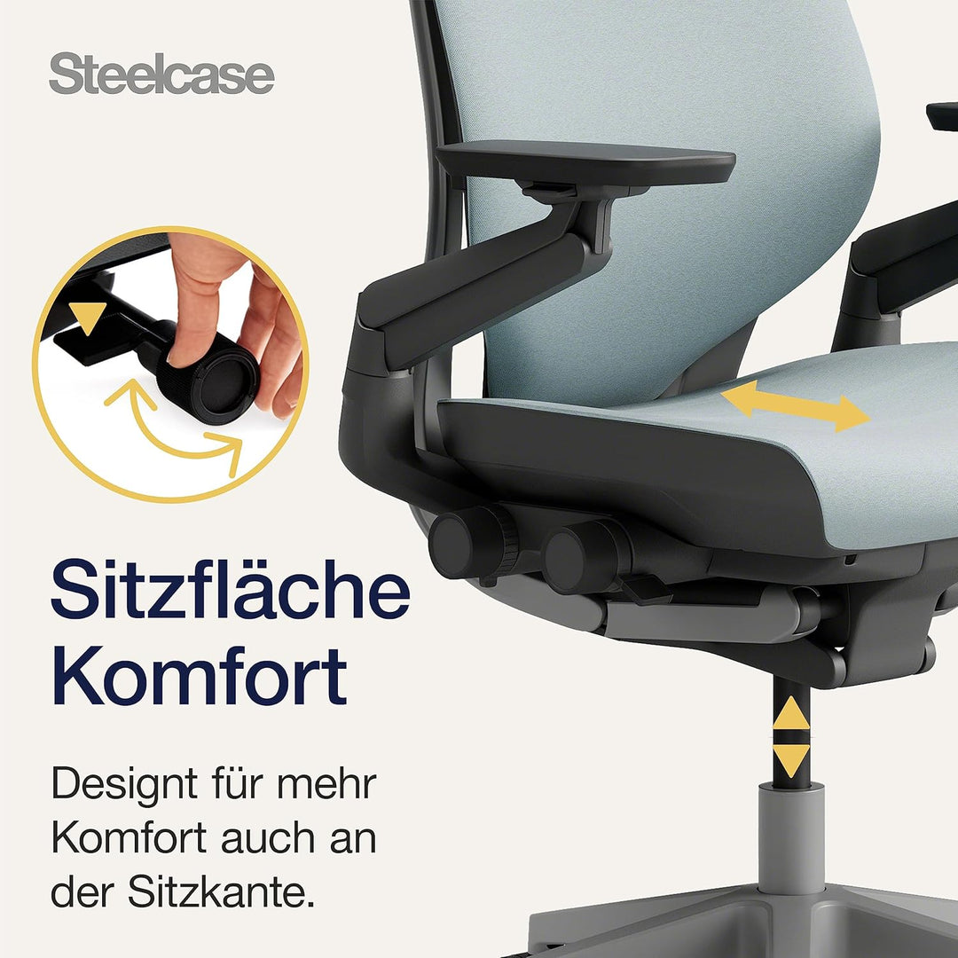 Steelcase Gesture Ergonomischer Bürostuhl mit 360° Armlehnen und 3D-Live Back Lumbalstütze Sturmhori
