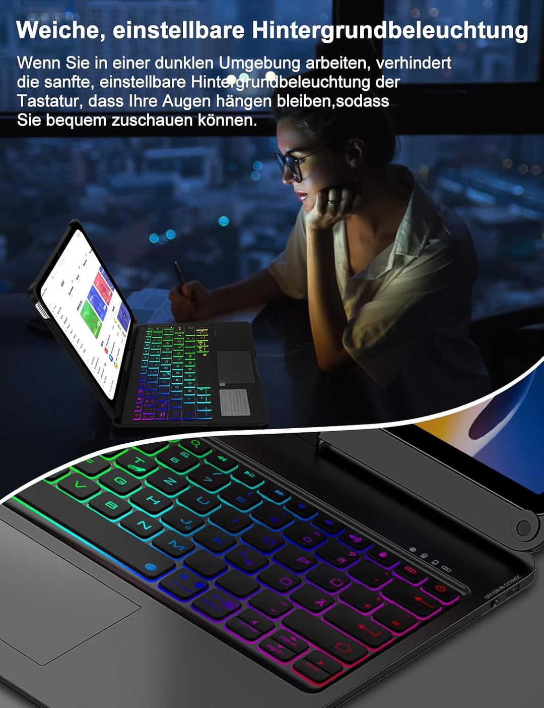 Tastatur Hülle für iPad 10 Generation 10,9 Zoll 2022/11 Generation A16 11 Zoll 2025 (10,9/11 Zoll),