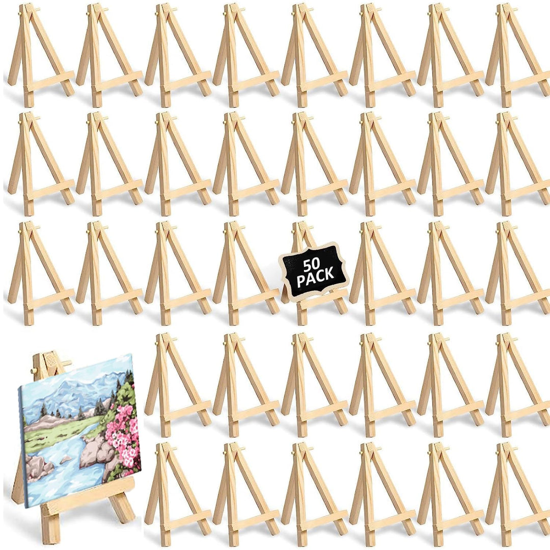 JMIATRY 50 Stück Mini Staffelei, 8 x 15 cm Staffelei Klein, Tischstaffelei Holz für Tischdeko, Malha