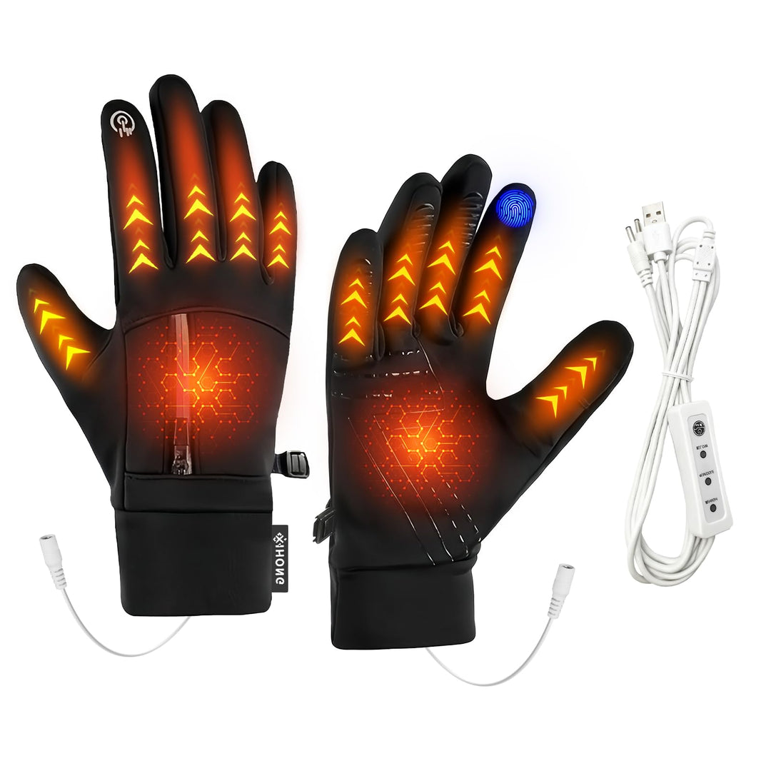 Carreuty USB beheizte Handschuhe für Männer Frauen, Wasserdicht Winddicht rutschfest Ski Erhitzt Han