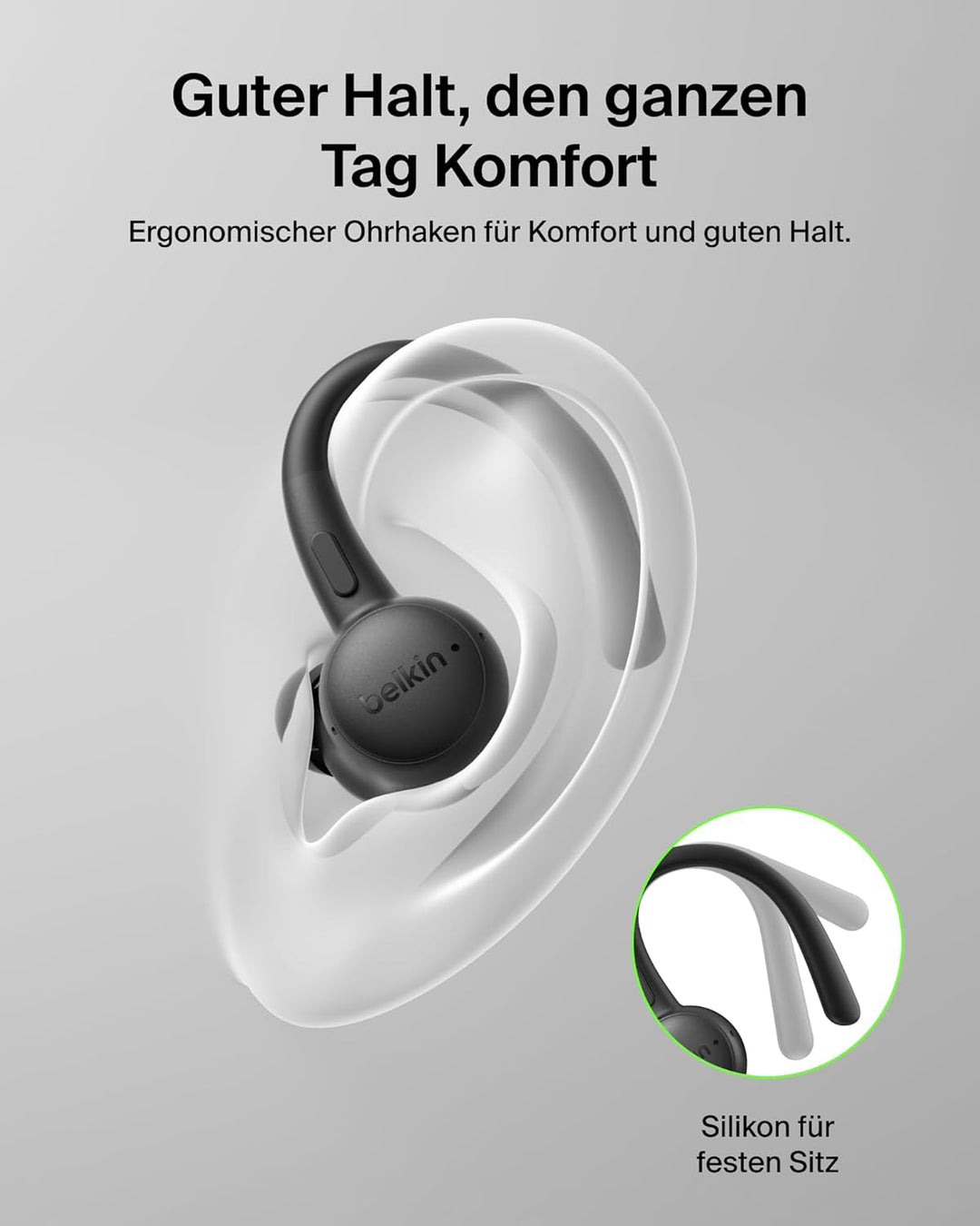 Belkin SoundForm ActiveFit In Ear Kopfhörer Kabellos Bluetooth mit Mikrofon, Schnellladen mit USB-C,