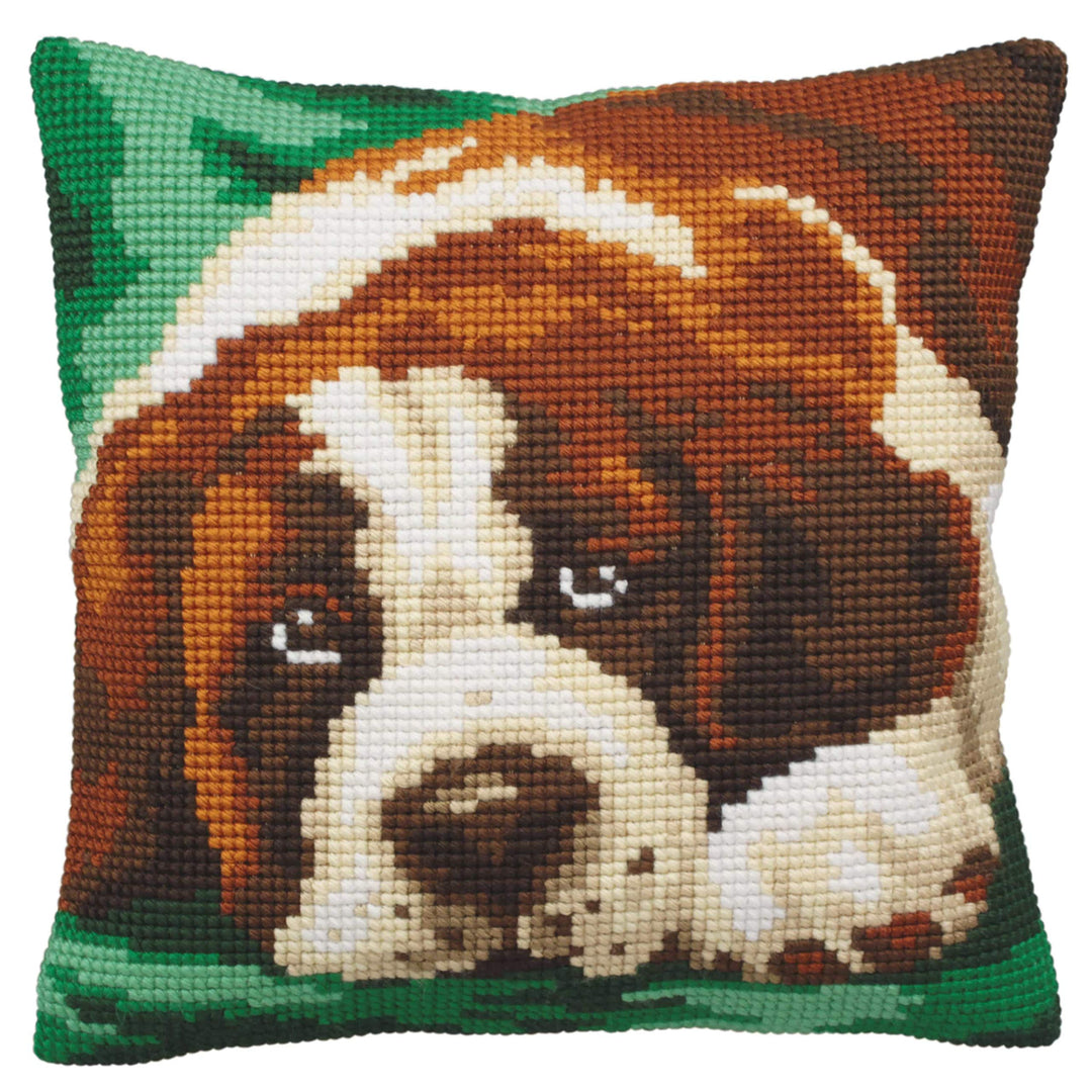 Collection d'Art Bernie - Hund Kreuzstichkissen, Baumwolle, Mehrfarbig, 40x40cm, BERNIE