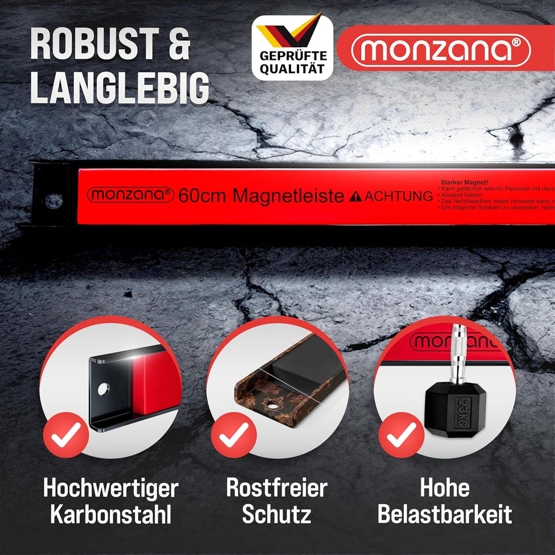 DEUBA® 6x Magnetleiste 60cm 23kg Tragkraft Magnetisch Werkzeugleiste Werkzeughalter Werkzeugwand Wer
