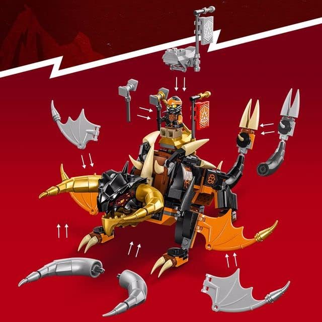 LEGO NINJAGO Coles Erddrache EVO, Spielzeug zum Sammeln mit aufrüstbarem Drachen & Skorpion-Figur so