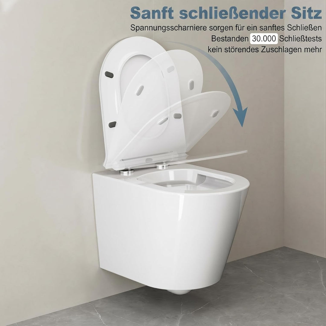 Toilettendeckel mit Absenkautomatik, WC Sitz Klobrille Toilettensitz mit Quick-Release Funktion&amp; Ver