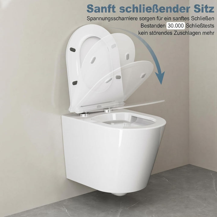 Toilettendeckel mit Absenkautomatik, WC Sitz Klobrille Toilettensitz mit Quick-Release Funktion&amp; Ver