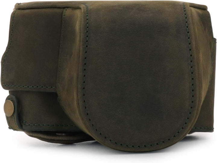 MegaGear MG1698 Ever Ready Kameratasche aus echtem Leder, kompatibel mit Leica D-Lux 7, Khaki Green