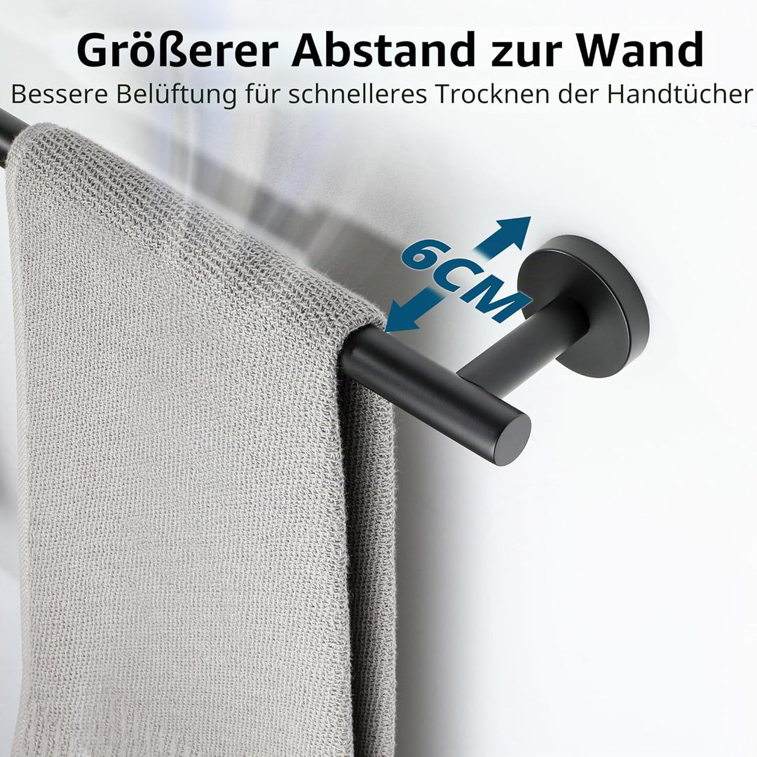 SAYAYO Handtuchhalter Schwarz Gästehandtuchhalter Wandmontage Edelstahl Handtuchring Badetuchhalter