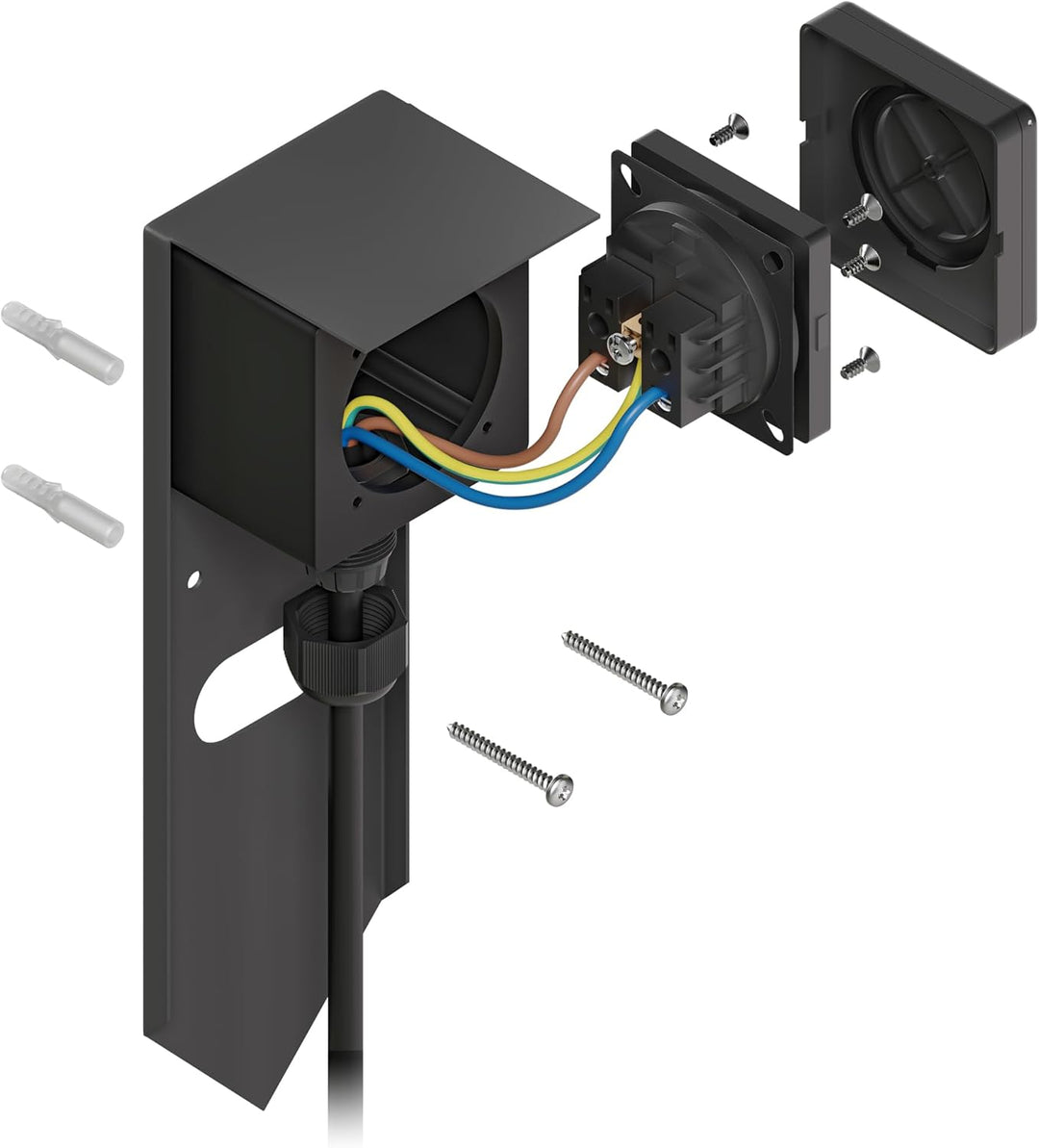 ledscom.de Garten Steckdosensäule PIWI mit Erdspiess für aussen, IP44, 1-Fach, Edelstahl, anthrazit,