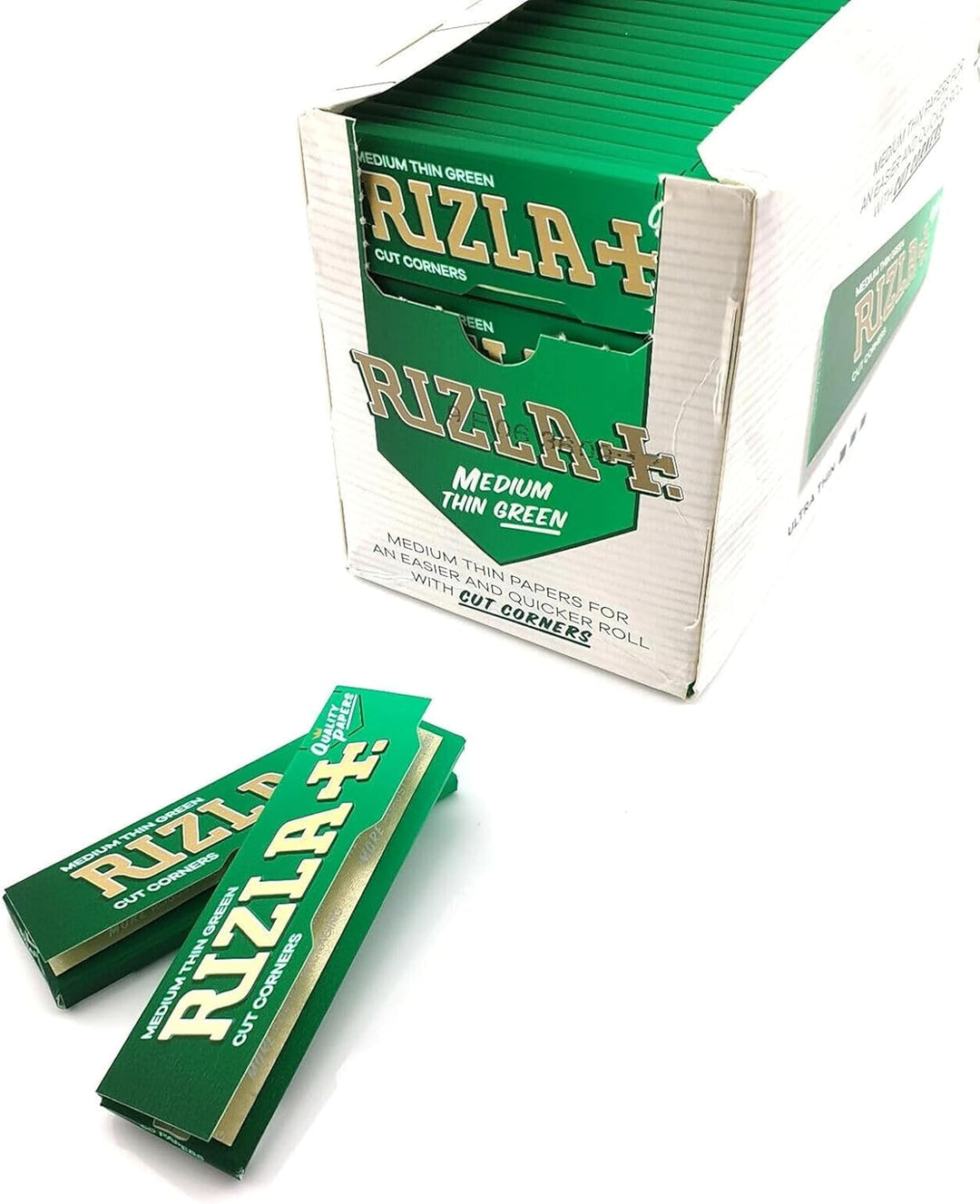 Rizla 50 Heftchen RIZLA Green Medium Thin, kurzes Zigarettenpapier mit Cut Corners 1 grün, 1 grün
