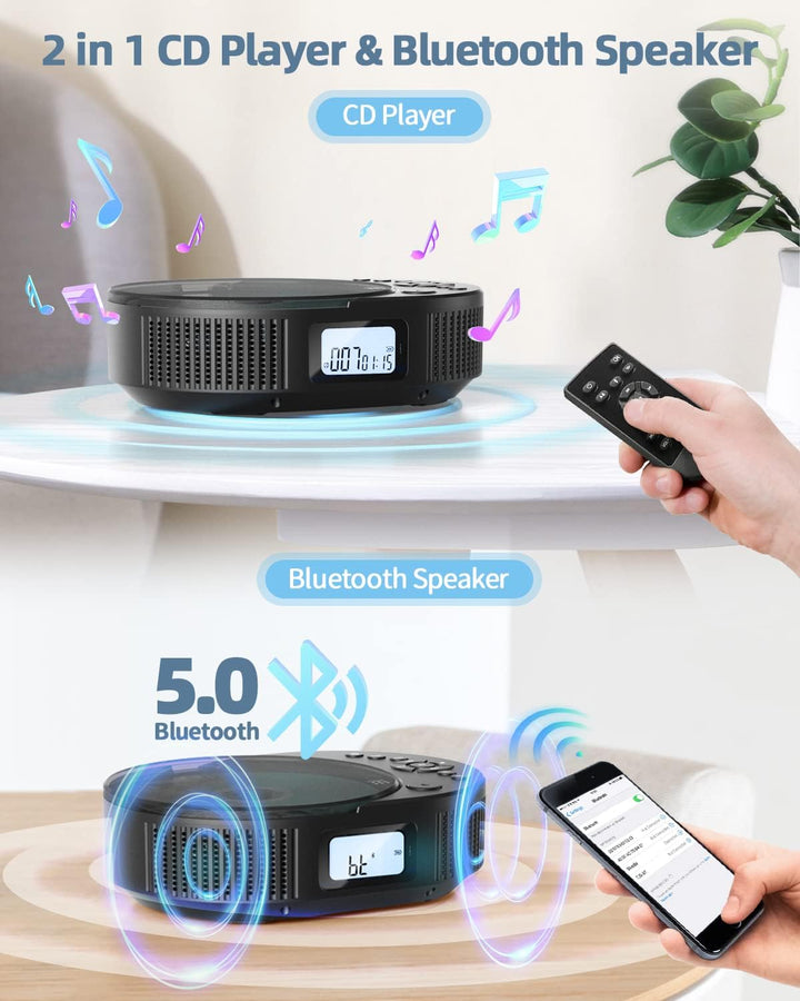 Desobry CD Player tragbar Kinder klein mit Bluetooth discman Kinder Lautsprecher Radio Boombox-CD-Pl
