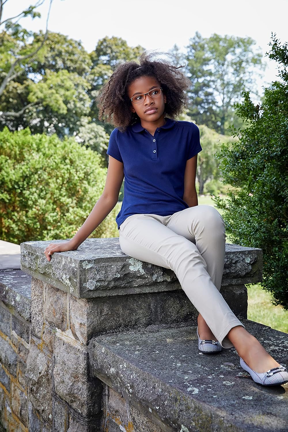 French Toast Mädchen-Hose, verstellbare Taille, Stretch-Twill, gerades Bein 4 Jahre Khaki, 4 Jahre K