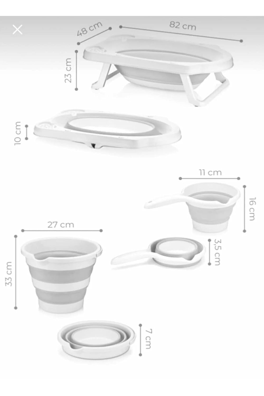 Grosse Faltbare Babywanne, Babywannen Set mit 33Liter, Baby Wanne Inkl. Badewanneneinsatz, Baby-Haar