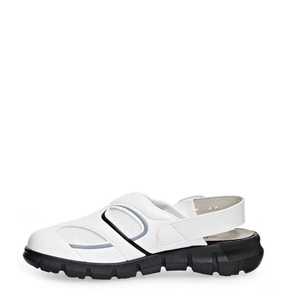 Abeba Clog 7345 - Dynamic Mikrofaser, weiss/schwarz mit atmungsaktivemTextil, zertifiziert 40 EU, 40