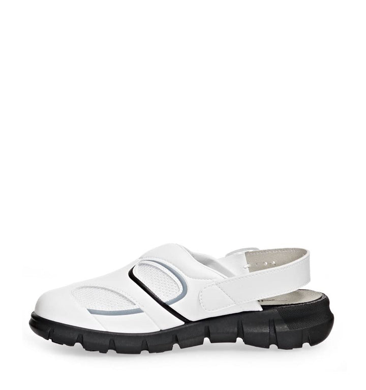 Abeba Clog 7345 - Dynamic Mikrofaser, weiss/schwarz mit atmungsaktivemTextil, zertifiziert 40 EU, 40