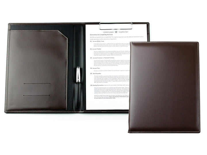 DELMON VARONE - Personalisierbare Klemmbrett Mappe DIN A4 Cambridge Top Grain Leder Braun - Echtlede
