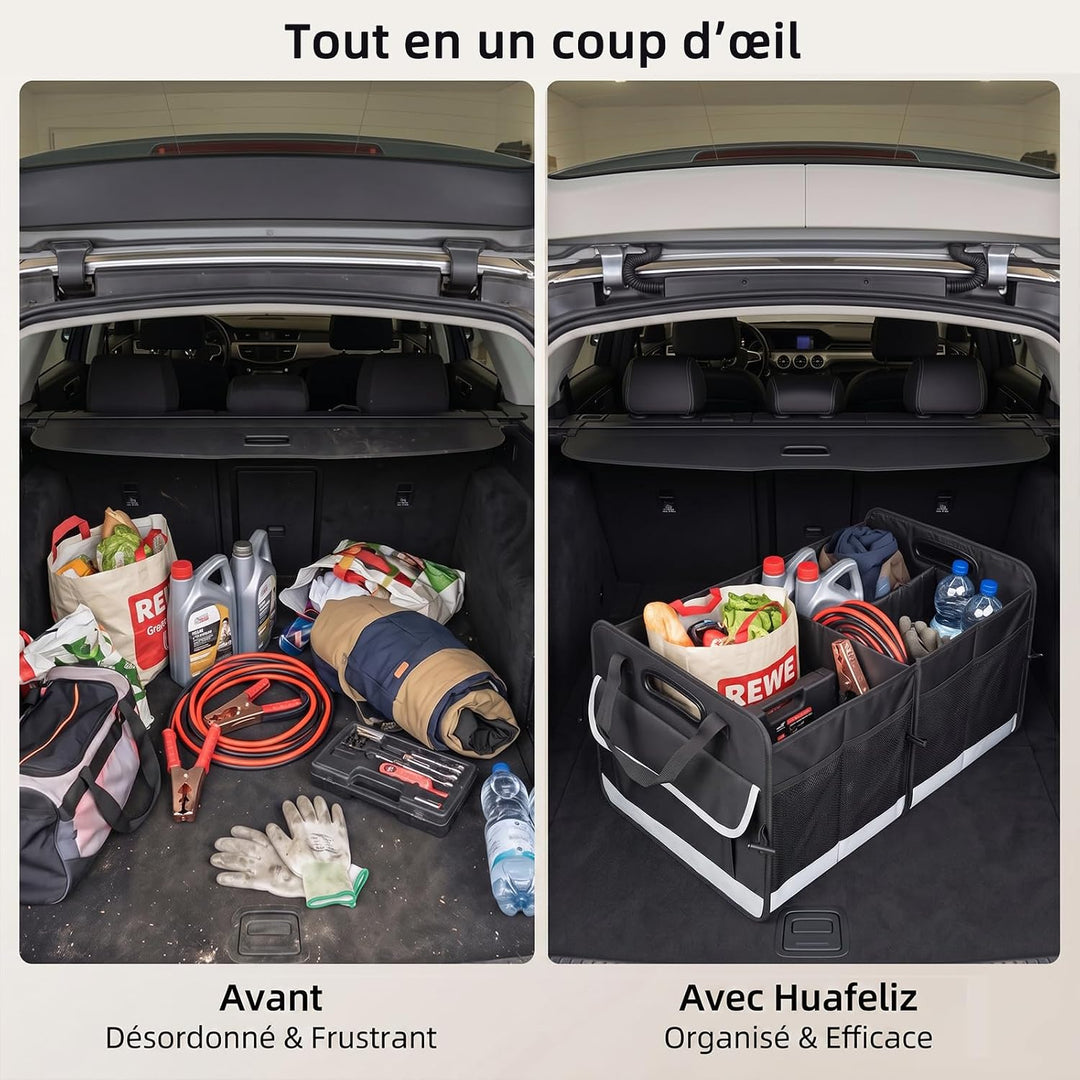 Auto Kofferraum Organizer aus Oxford Stoff, Faltbarer Auto Organizer mit mehreren Fächern, rutschfes