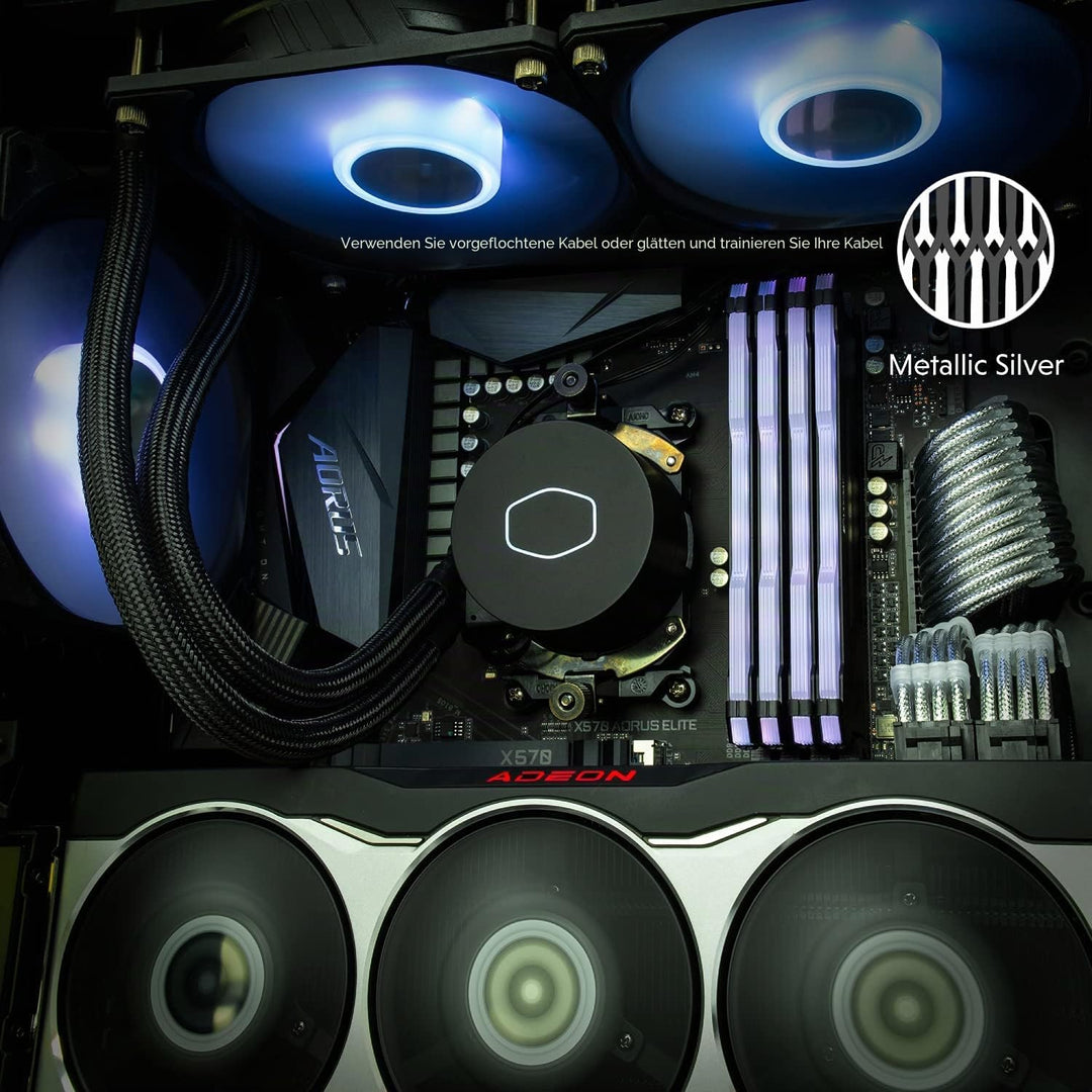 LINKUP - 30cm PSU Kabelverlängerung Ummantelt GPU Nach Mass PC Stromversorgung mit Kamm-Kit┃1x 24 P