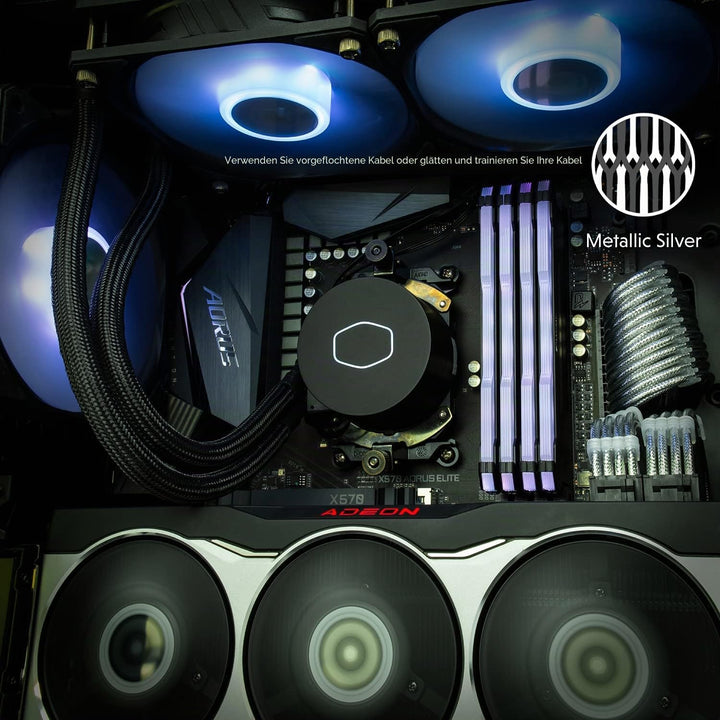LINKUP - 30cm PSU Kabelverlängerung Ummantelt GPU Nach Mass PC Stromversorgung mit Kamm-Kit┃1x 24 P