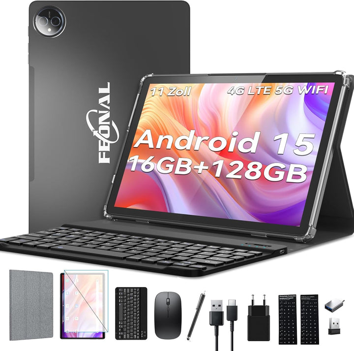 2025 Neueste Tablet 11 Zoll Android 14 Tablets,Tablet mit Tastatur Maus,5G Wifi Tablett PC Mit 16GB+