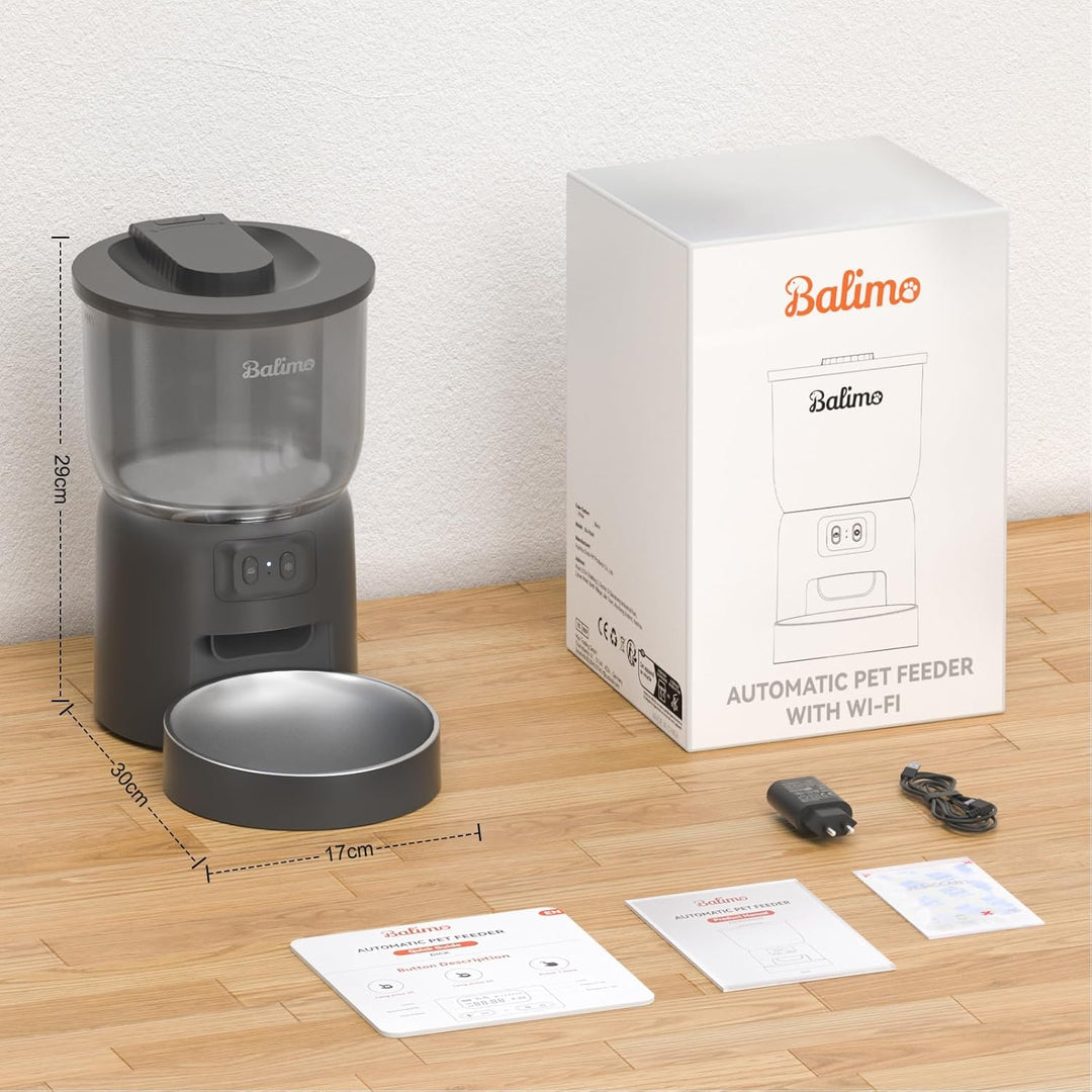 Balimo 3 l automatischer Katzenfutterspender | Futterspender für Katzen 2,4 G WiFi | Sprachfunktion