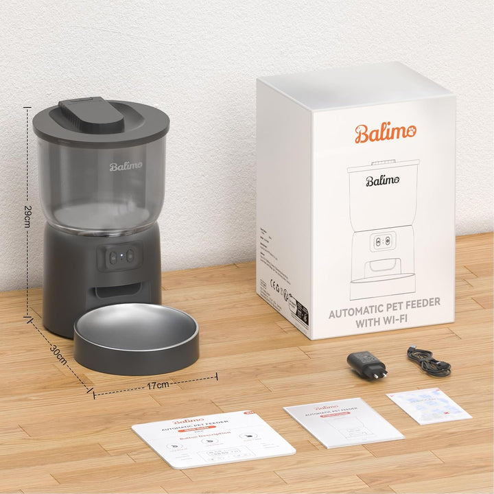 Balimo 3 l automatischer Katzenfutterspender | Futterspender für Katzen 2,4 G WiFi | Sprachfunktion