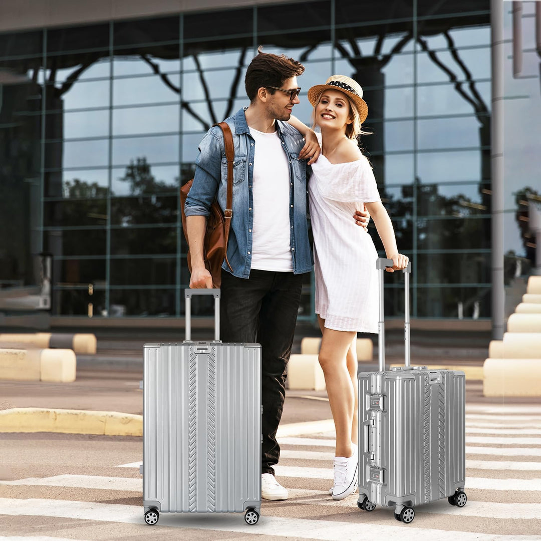 WINLIFE SPARSET M+XL Reisekoffer Alu-Rahmen mit ABS & TSA Nummern-Schloss Handgepäck M(53cm)+Checkin
