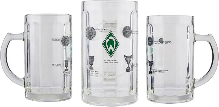 SV Werder Bremen Bierseidel - Erfolge - 0,5 l Glas Krug Bierglas - plus Lesezeichen I love Bremen