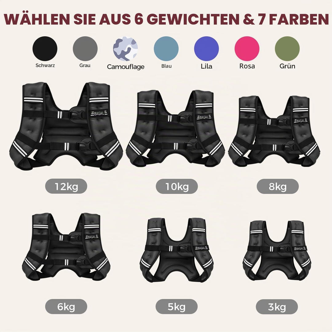 BAGAIL Gewichtsweste für Krafttraining, Brustgrösse Verstellbar, Praktische Tasche, mit Eisensand Ge