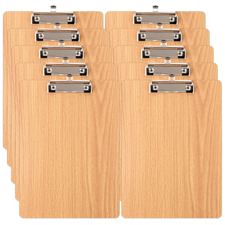 10 Stück Klemmbrett A4 Holz, 318x225x4mm Klemmbretter A4 Holz mit Metalklemme und Aufhängeose, A4 Cl