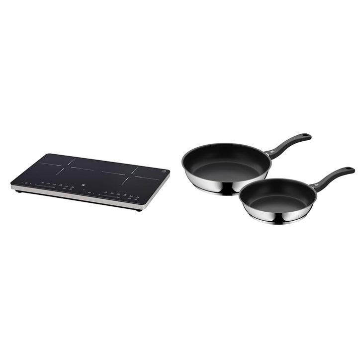 WMF Kult X Doppel- Induktionskochfeld, Kochplatte bis 28 cm, 3500 W & Devil Pfannenset 2-teilig, Bra