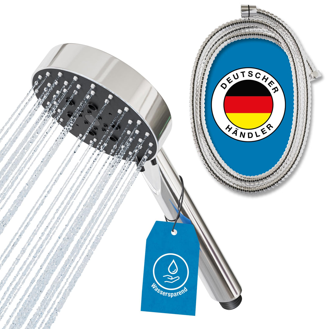 ATHLON TOOLS Duschkopf mit Schlauch - 5 Strahlarten Hochdruck Duschbrause - Ø 105 mm wassersparende