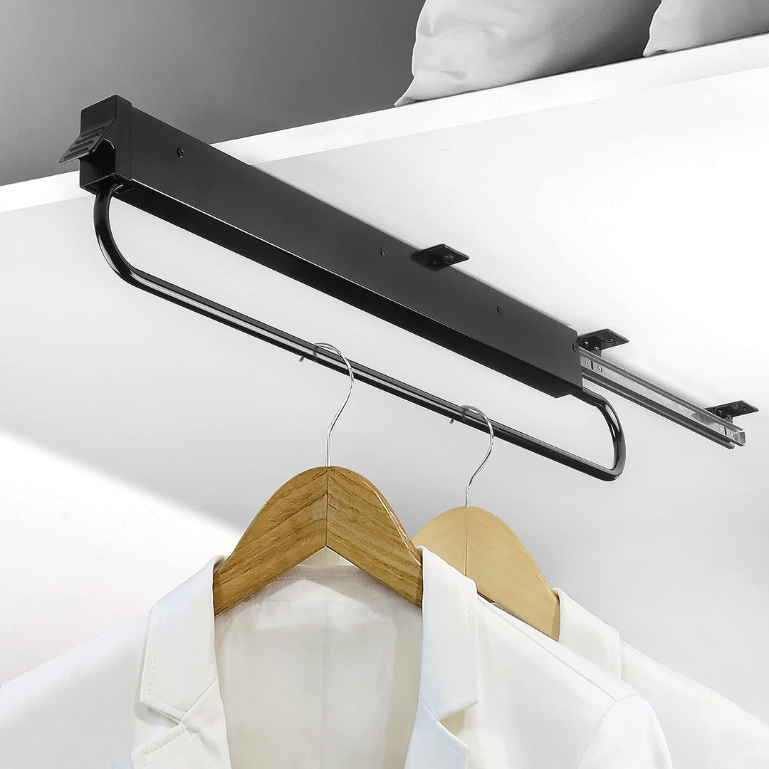 Emuca - Kleiderbügelauszug ausziehbar für kleiderschrank, Ausziehbare Kleiderstange Länge 800mm, Ede