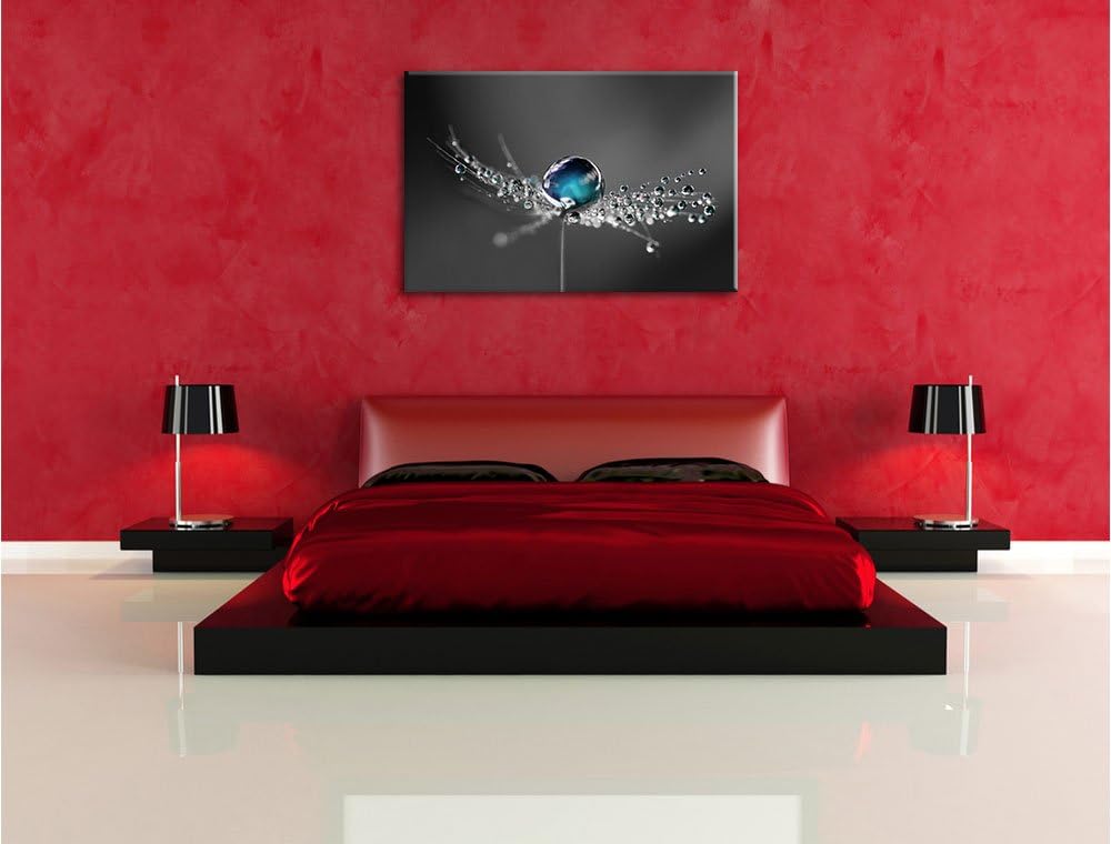Pixxprint Wassertropfen auf Einer Pusteblume als Leinwandbild/Grösse: 100x70 cm/Wandbild/Kunstdruck/