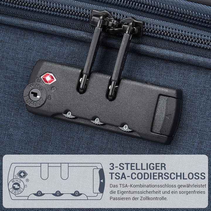 British Traveller Erweiterbarer Koffer Gross, 100L Stoff Reisekoffer mit Volumenerweiterung,4 Rollen