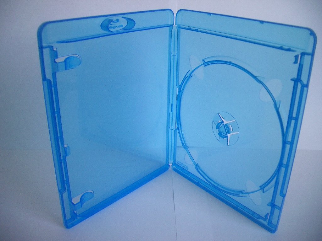 Amaray Blu-ray Hüllen, Slim 11 mm, Maschinen-pack-Qualität, Transparent, Blau, 50 Stück
