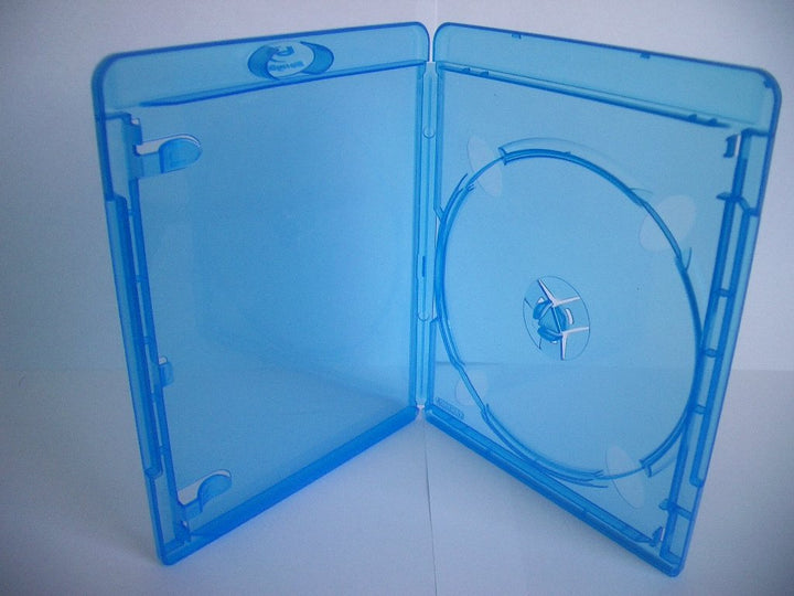 Amaray Blu-ray Hüllen, Slim 11 mm, Maschinen-pack-Qualität, Transparent, Blau, 50 Stück