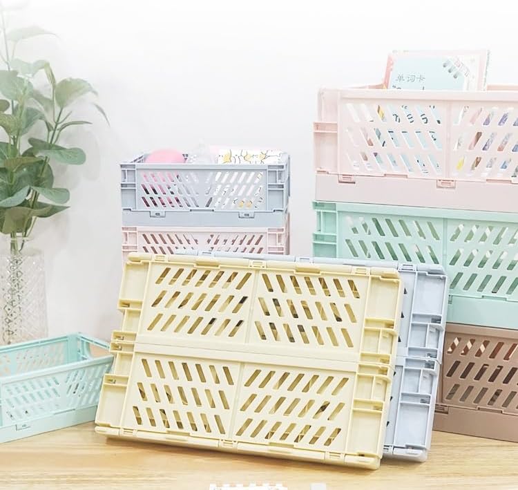 4 Stück Klappbox Grau 25×16×10cm,Klappkiste Körbe Aufbewahrung Zusammenklappbarer Tragbar Aufbewahru