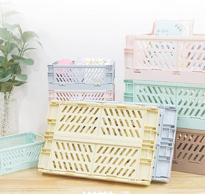 4 Stück Klappbox Grau 25×16×10cm,Klappkiste Körbe Aufbewahrung Zusammenklappbarer Tragbar Aufbewahru
