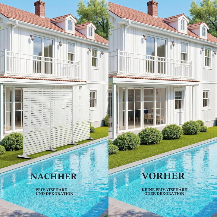 Paravent Outdoor, 120x180cm Freistehender Sichtschutz aus Stahl, Windschutz für Terrasse und Garten,