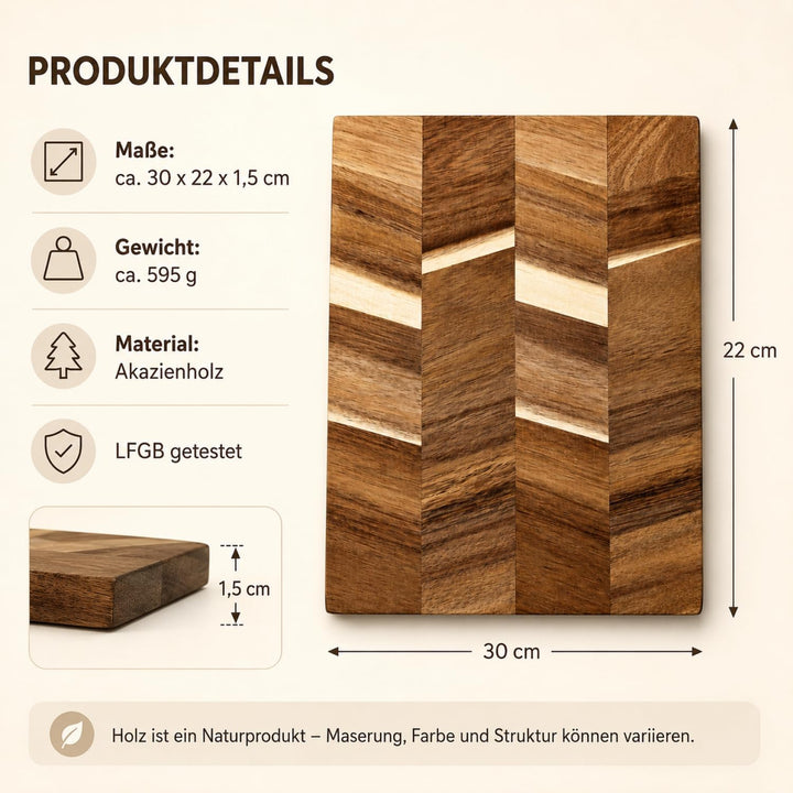 com-four® 30 x Schneidebrett aus Akazienholz 22 cm, Küchenbrett | Servierbrett für Brot - Käse und S
