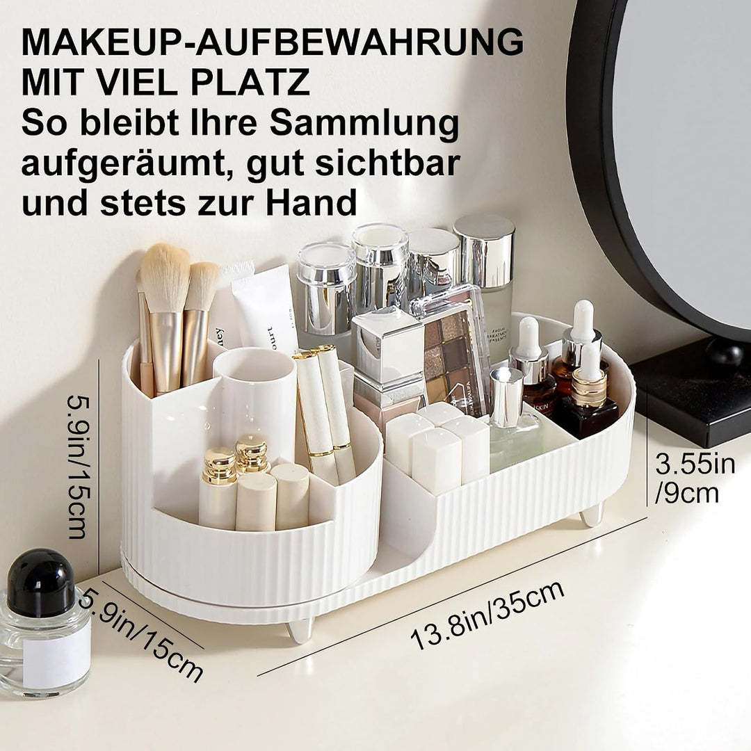 Make up Organizer 360° Drehbar, Grosser Bad Kosmetik Organizer mit Aufbewahrungsbox für Schminktisch
