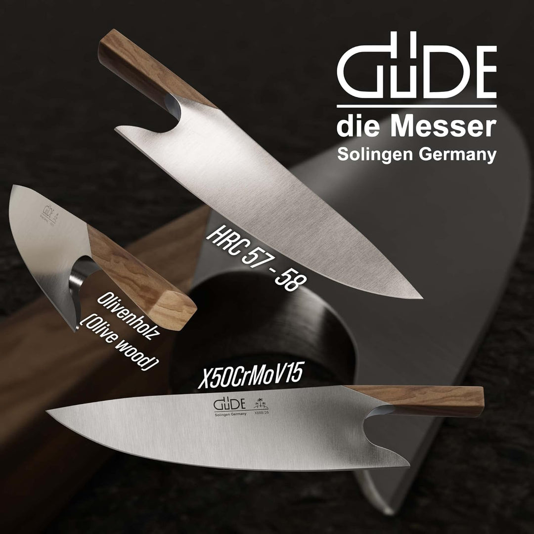 GÜDE Solingen - THE KNIFE geschmiedet, 26 cm, Olivenholz, THE KNIFE, Handmade Germany, Olive