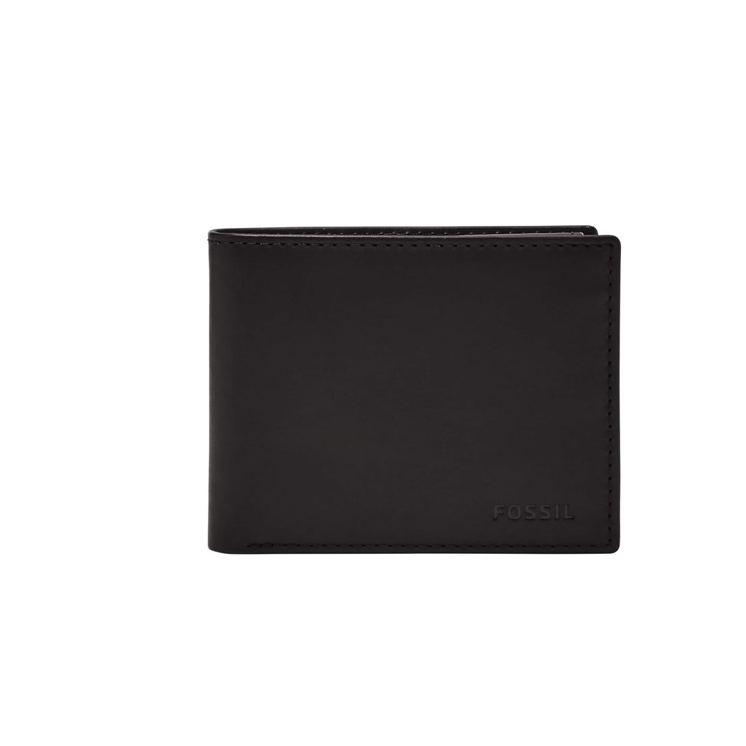 Fossil Herren Derrick Leder RFID-blockierende Bifold Passcase mit abnehmbarem Kartenetui Schwarz, Sc